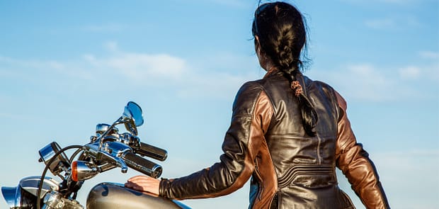 biker woman looking